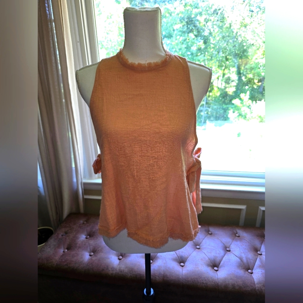 NWT, Anthropologie, Peach, Side tie, Tank Top, Size S